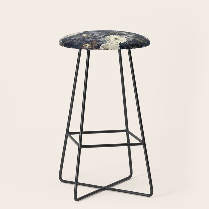 Antique Blue Moonlight Midnight Baroque Flower Garden Stool Gallery Image 1