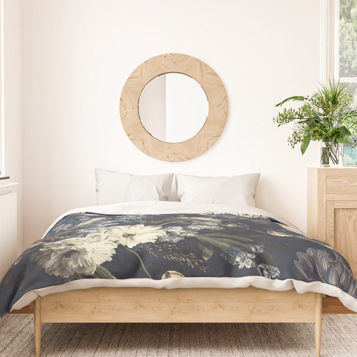 Antique Blue Moonlight Midnight Baroque Flower Garden Duvet Cover Gallery Image 3