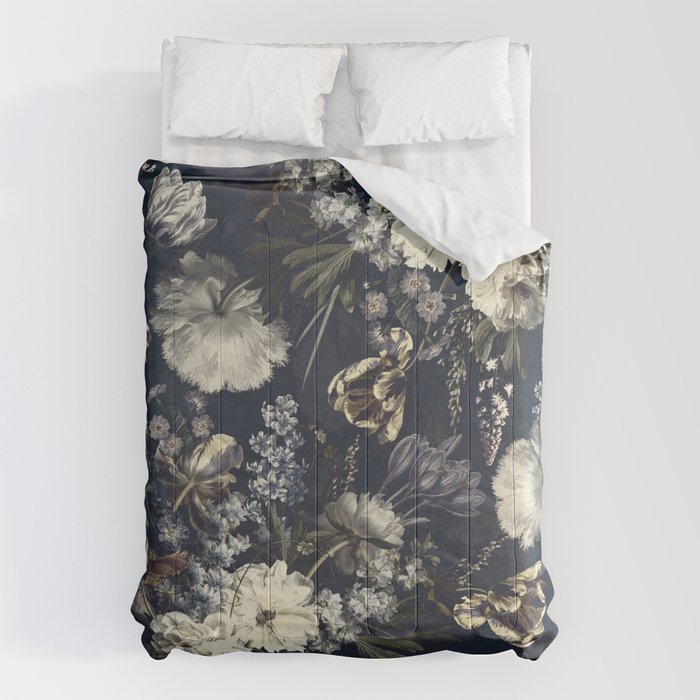 Antique Blue Moonlight Midnight Baroque Flower Garden Comforter Gallery Image 6
