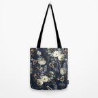 Antique Blue Moonlight Midnight Baroque Flower Garden Tote Bag Gallery Image 2
