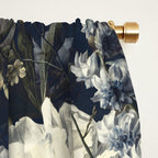 Antique Blue Moonlight Midnight Baroque Flower Garden Window Curtain Gallery Image 2