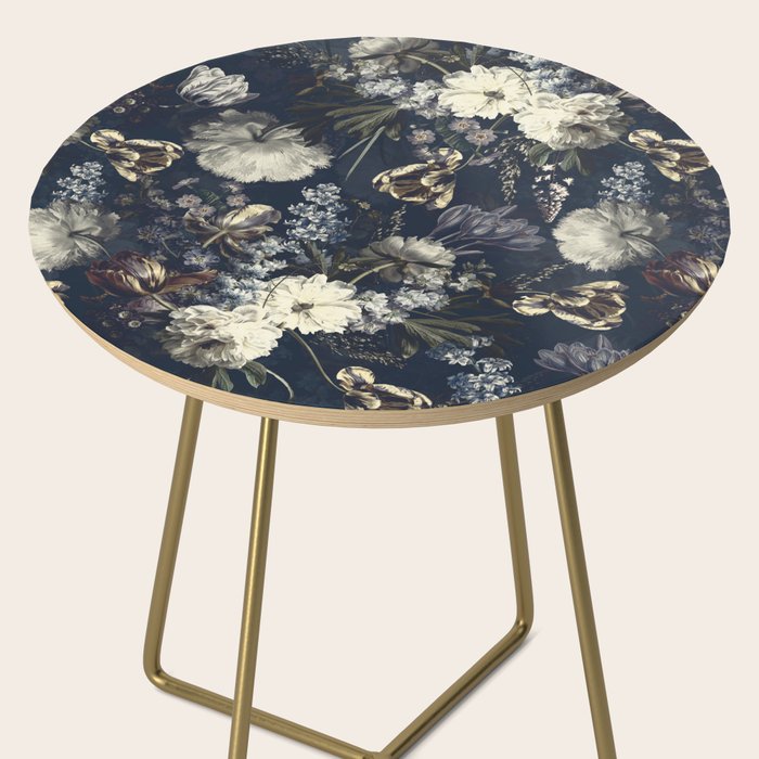 Antique Blue Moonlight Midnight Baroque Flower Garden Side Table Gallery Image 2