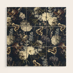 Antique Blue Moonlight Midnight Baroque Flower Garden Wood Wall Art Gallery Image 1