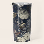 Antique Blue Moonlight Midnight Baroque Flower Garden Travel Mug Gallery Image 3
