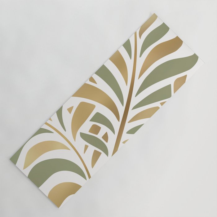 Sage and Gold Modern Leaf Yoga Mat Gallery Image 1