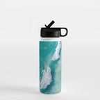 Surfers in Blue Waves Water Bottle Gallery Image 1