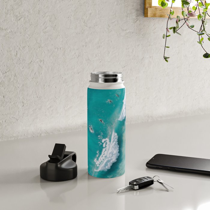 Surfers in Blue Waves Water Bottle Gallery Image 4