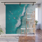 Surfers in Blue Waves Wall Mural Gallery Image 1