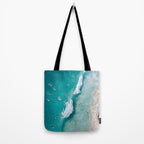 Surfers in Blue Waves Tote Bag Gallery Image 2