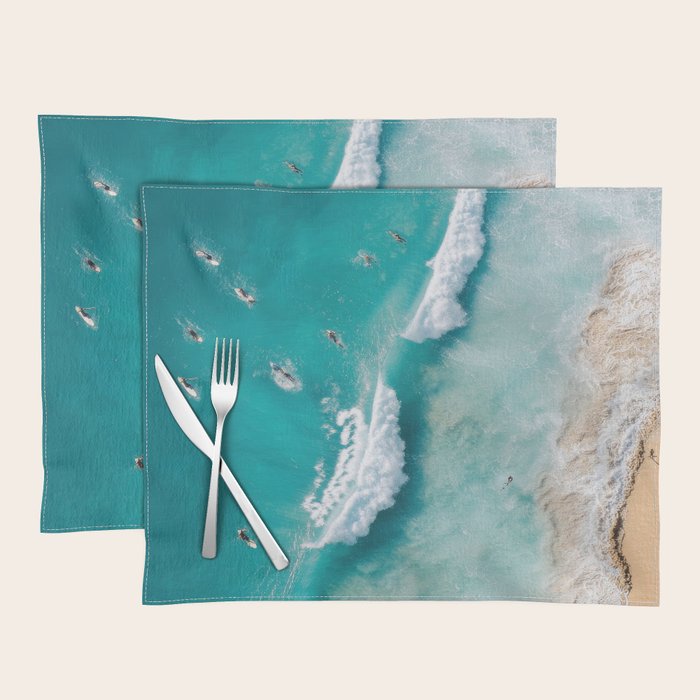Surfers in Blue Waves Placemat Gallery Image 1
