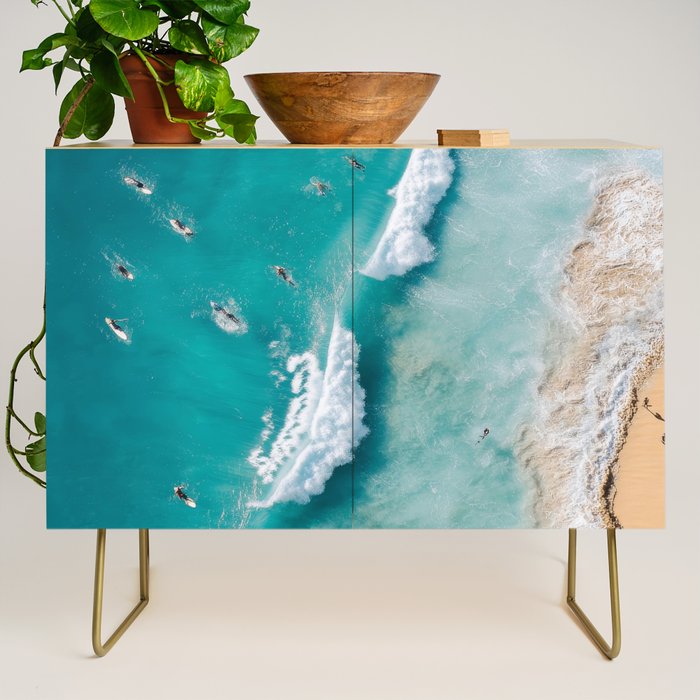 Surfers in Blue Waves Credenza Gallery Image 1