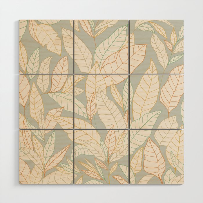 Leaves and lines I Wood Wall Art Gallery Image 1