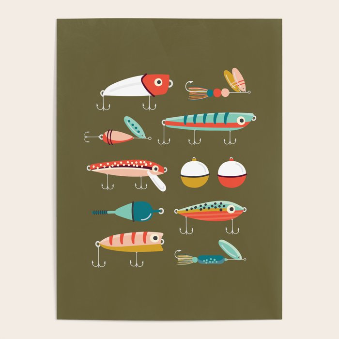 Fishing Lures Green Poster Gallery Image 4