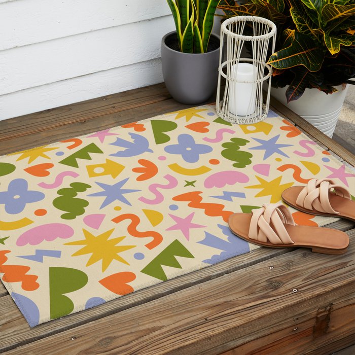 Abstract organic nature art shape pattern Outdoor Rug Gallery Image 2