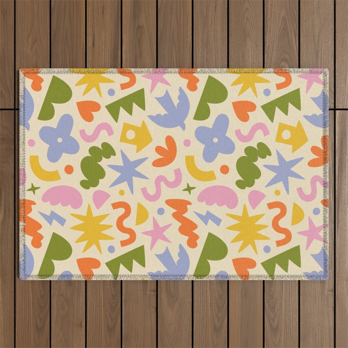 Abstract organic nature art shape pattern Outdoor Rug Gallery Image 1
