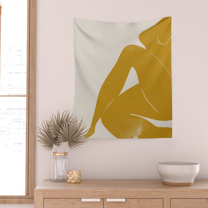Nude Woman Sitting  Wall Tapestry Gallery Image 2