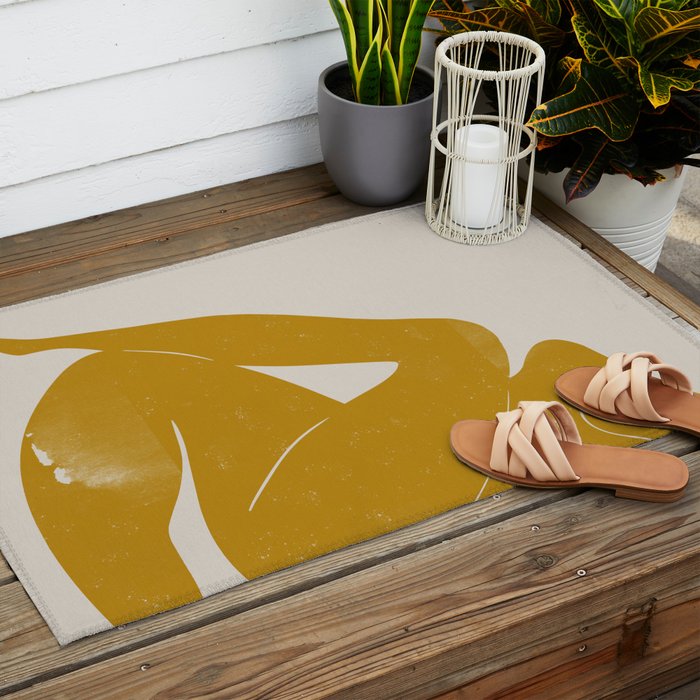 Nude Woman Sitting  Outdoor Rug Gallery Image 2