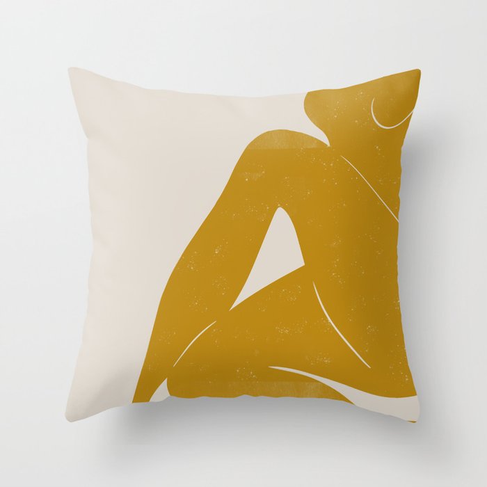 Nude Woman Sitting  Throw Pillow Gallery Image 1