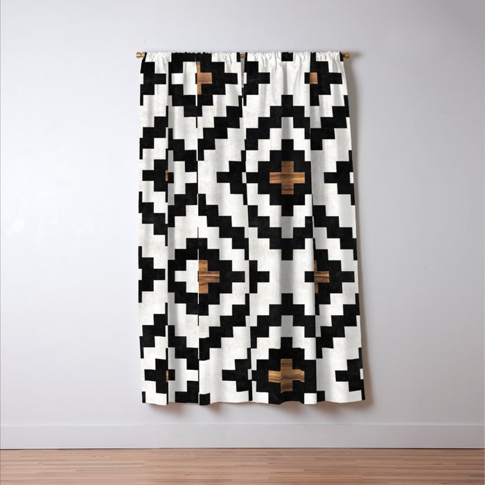 Urban Tribal Pattern No.16 - Aztec - Concrete and Wood Window Curtain Gallery Image 3