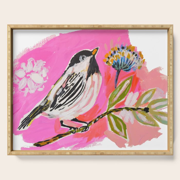 Bird On A Flower Branch Serving Tray