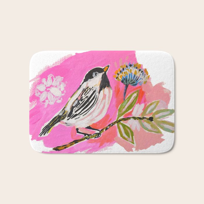 Bird on a Flower Branch Bath Mat Gallery Image 1