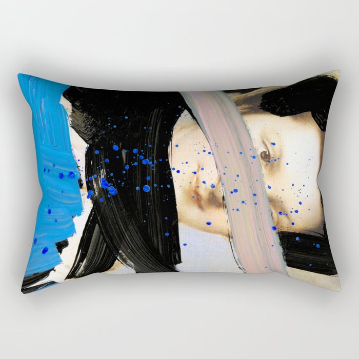 Picture of a Lady With Paint Smears Rectangular Pillow Gallery Image 2