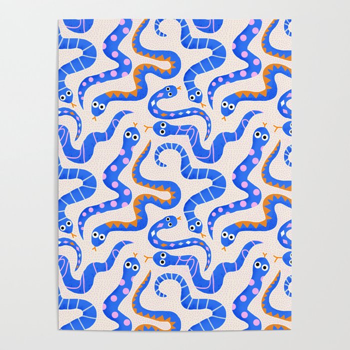 Blue Snakes Pattern Poster Gallery Image 1
