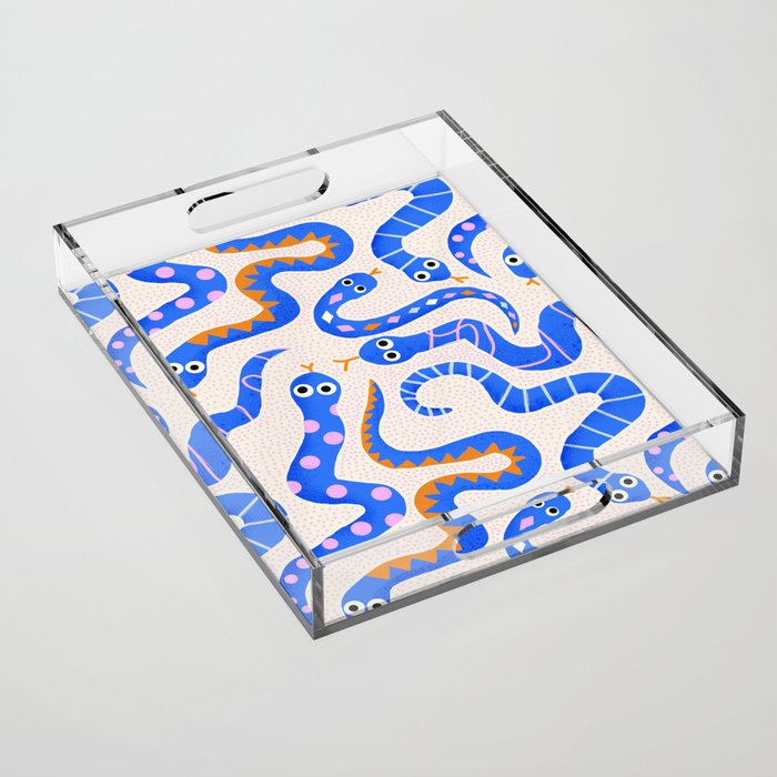 Blue Snakes Pattern Acrylic Tray Gallery Image 1