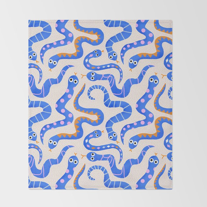 Blue Snakes Pattern Throw Blanket Gallery Image 2