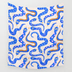 Blue Snakes Pattern Wall Tapestry Gallery Image 4