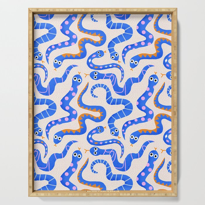 Blue Snakes Pattern Serving Tray Gallery Image 1