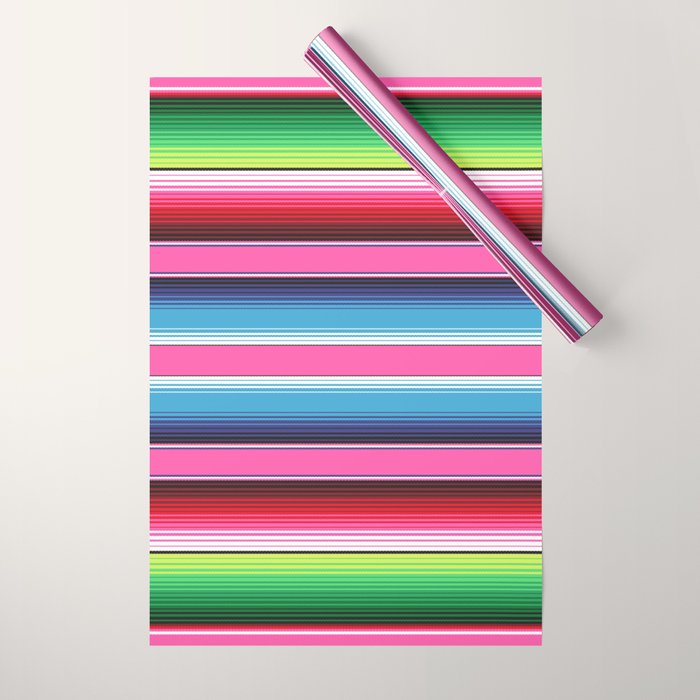 Pink Mexican Serape Blanket Stripes Wrapping Paper Gallery Image 1