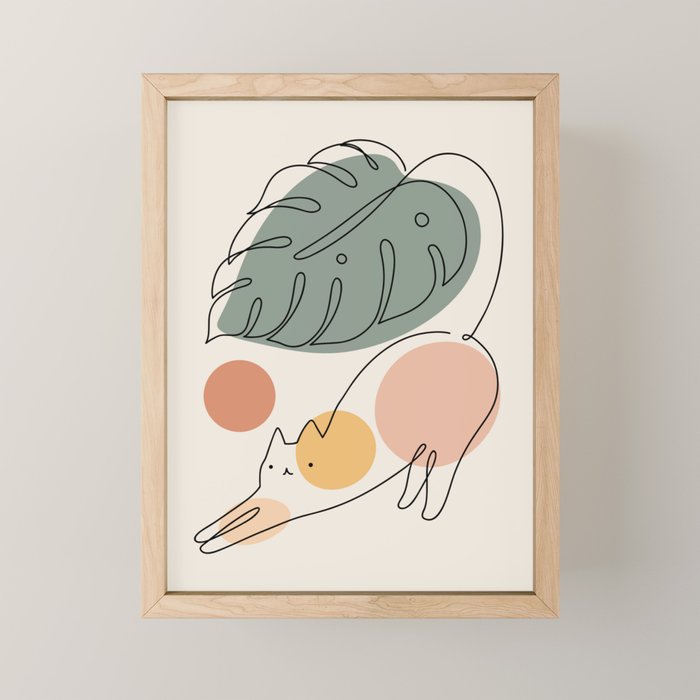 Cat and Plant 34 Mini Art Print Gallery Image 1