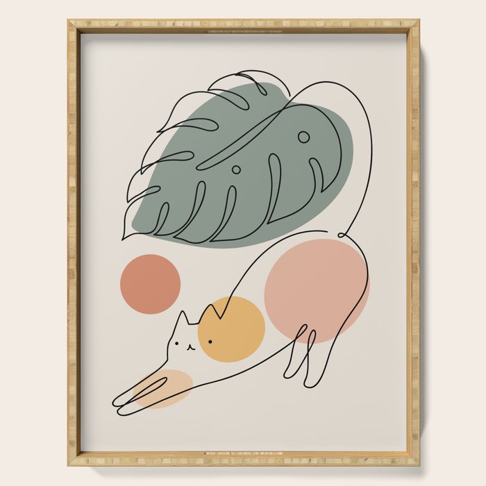 Cat and Plant 34 Serving Tray Gallery Image 1