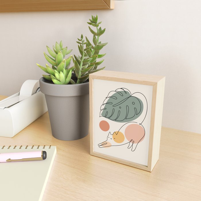 Cat and Plant 34 Mini Art Print Gallery Image 2
