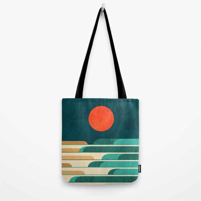 Chasing wave under the red moon Tote Bag Gallery Image 2