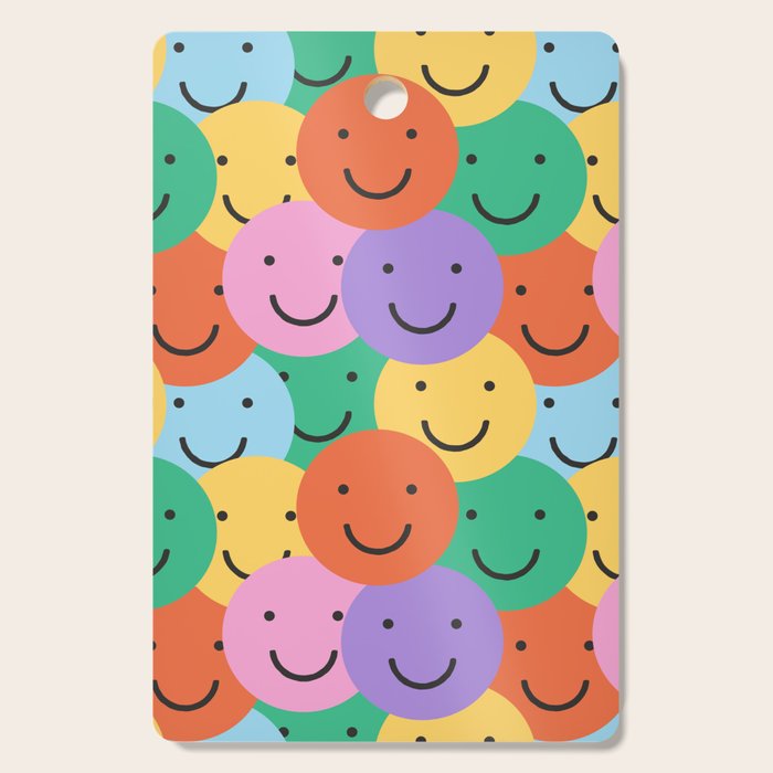 Colorful happy smiling face pattern Cutting Board Gallery Image 1