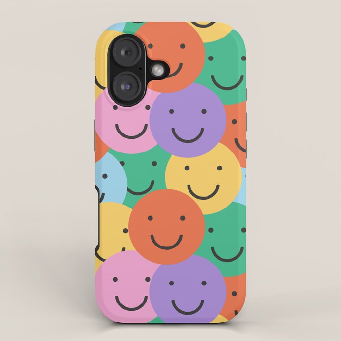Colorful happy smiling face pattern iPhone Case Gallery Image 1