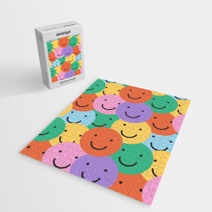 Colorful happy smiling face pattern Jigsaw Puzzle Gallery Image 2