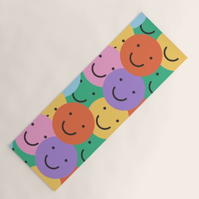 Colorful happy smiling face pattern Yoga Mat Gallery Image 1