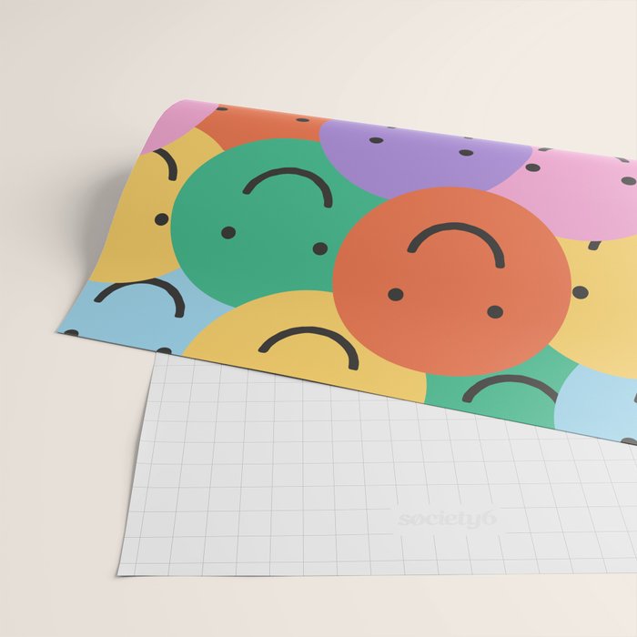 Colorful happy smiling face pattern Wrapping Paper Gallery Image 2