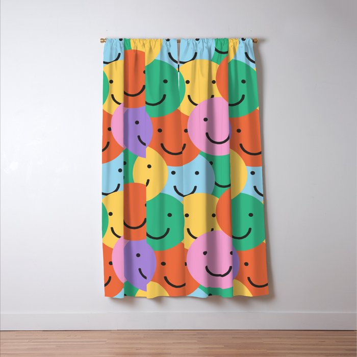 Colorful happy smiling face pattern Window Curtain Gallery Image 3