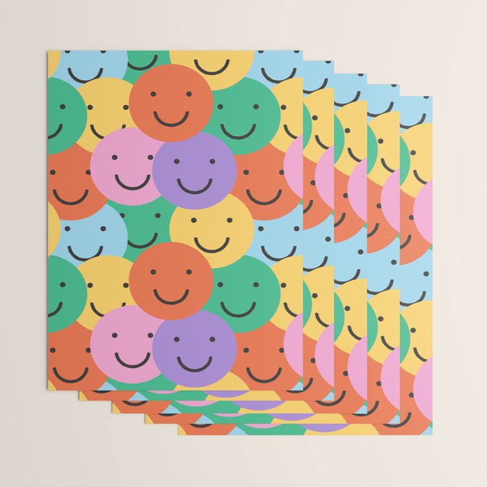 Colorful happy smiling face pattern Wrapping Paper Gallery Image 3