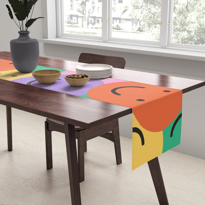 Colorful happy smiling face pattern Table Runner Gallery Image 2