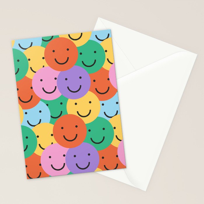 Colorful happy smiling face pattern Stationery Card Gallery Image 2