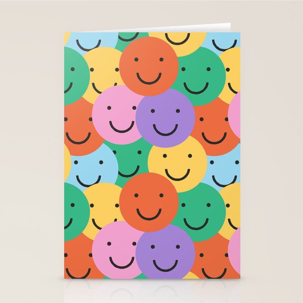 Colorful happy smiling face pattern Stationery Card Gallery Image 2