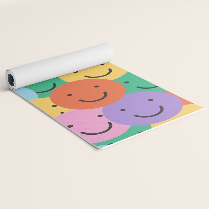 Colorful happy smiling face pattern Yoga Mat Gallery Image 2