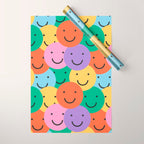 Colorful happy smiling face pattern Wrapping Paper Gallery Image 1