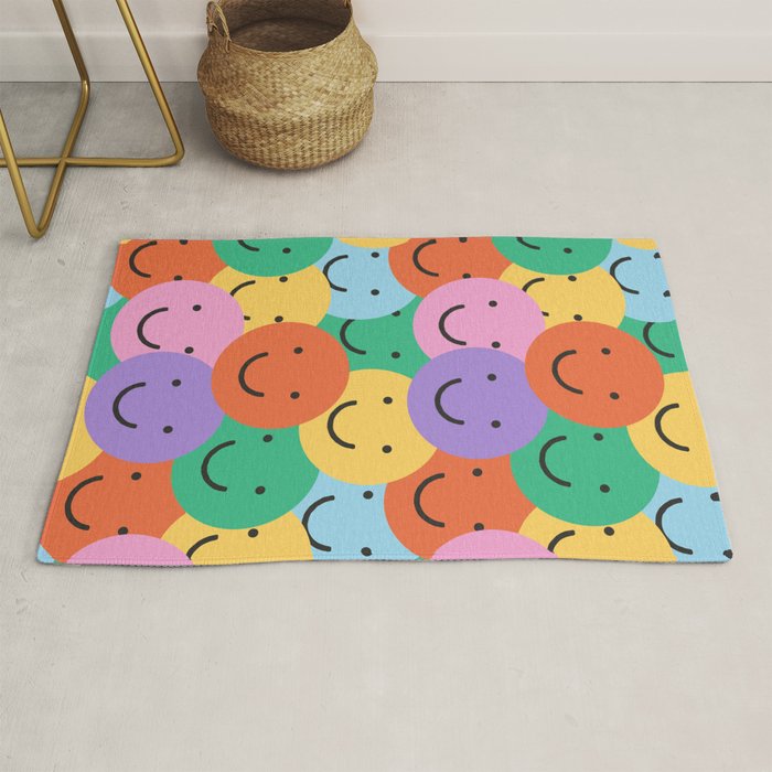 Colorful happy smiling face pattern Rug Gallery Image 1