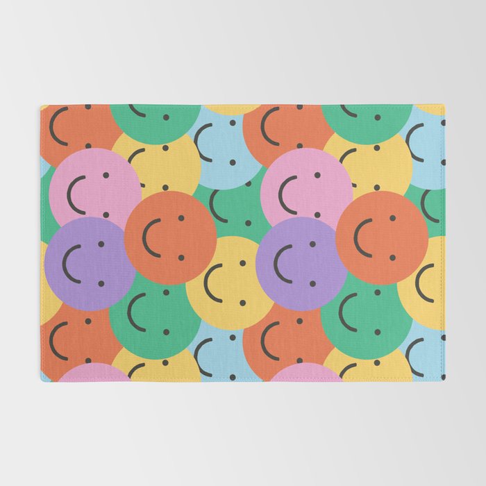 Colorful happy smiling face pattern Rug Gallery Image 2